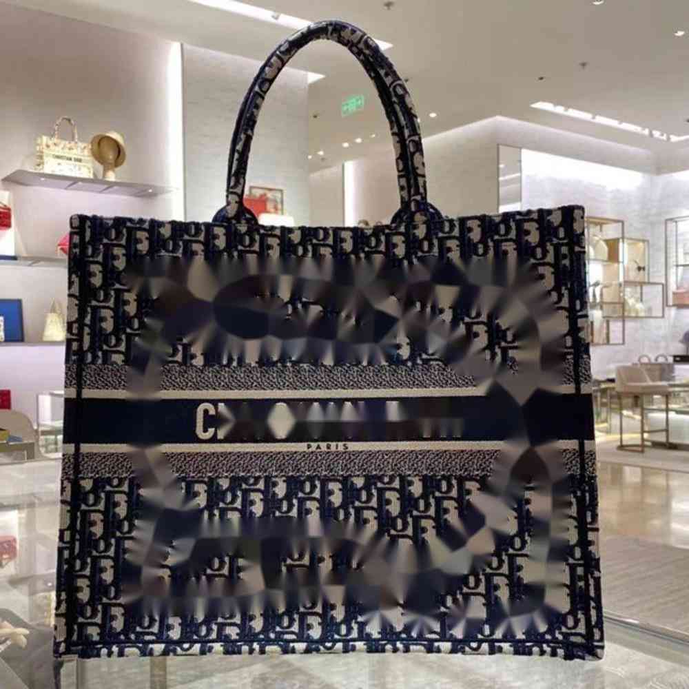 

Luxurys Designer Handbags Old Flower Embroidery Christian Dio Tote Bag Portable One Shoulder Shopping Bag Women's Bag
