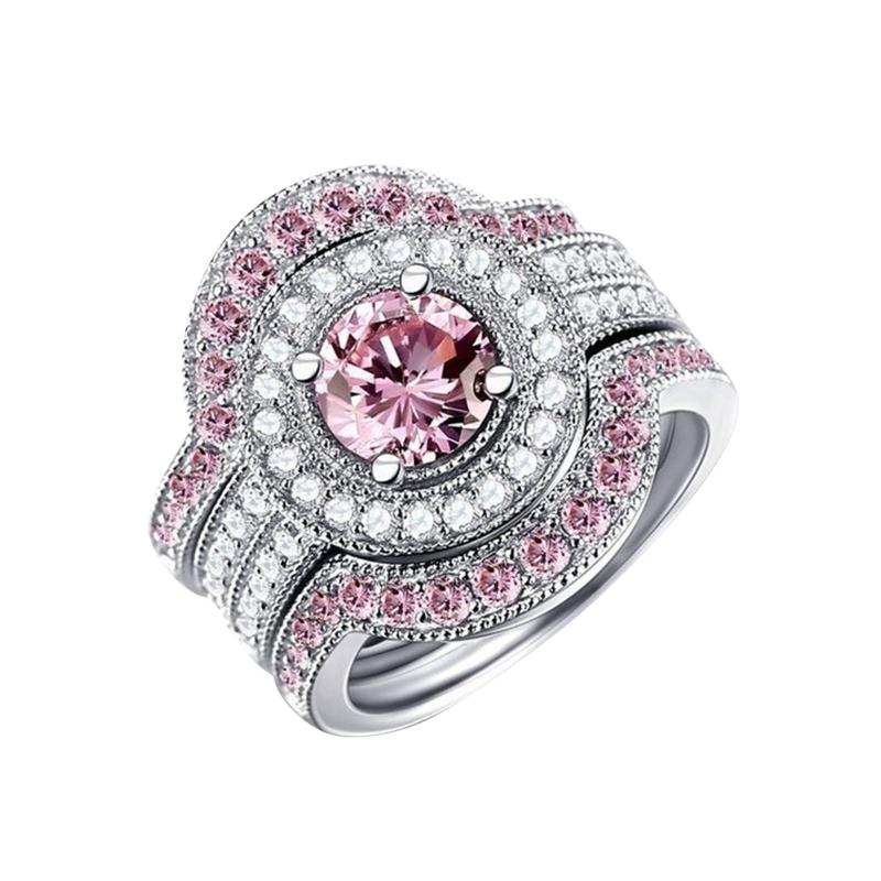 

Wedding Rings Cute Female Girls White Round Ring Luxury Silver Color Stone Promise Engagement For Women Jewelry, Slivery;golden