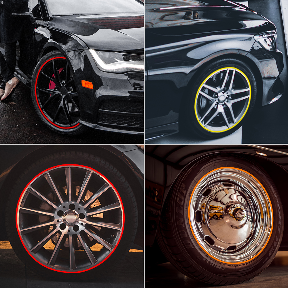 

8M/Roll Car Wheel Rims Protector Decor Strip Rubber Moulding Rimblades Car Vehicle Rim Sticker Color Tire Guard Line Styling(7 Colors)