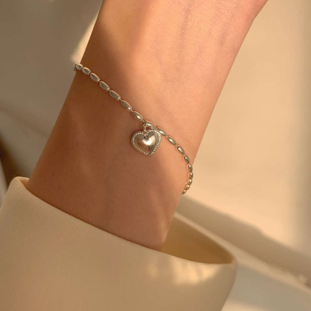 

bracelet S925 pure silver rice grain love girl's Bracelet, Golden;silver