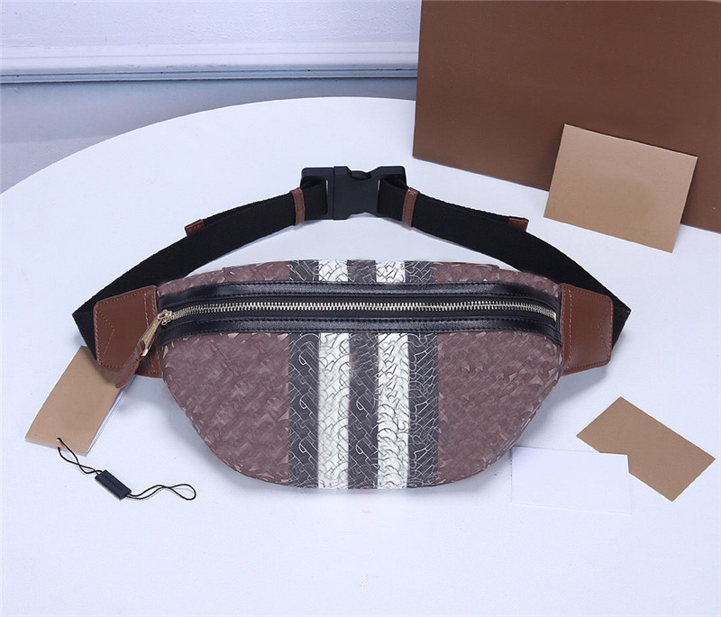 

Top classic fashion canvas belt bag men and women, size 31 cm, retro street style, decorated with luxurious leather trim, can also be used f