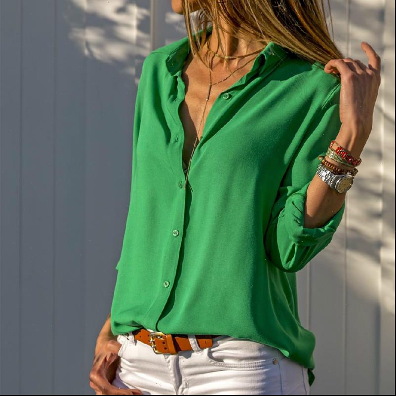 

women shirts chiffon blouse oversized long sleeve blouses turn down collar solid office shirt casual plus size 8xl, White