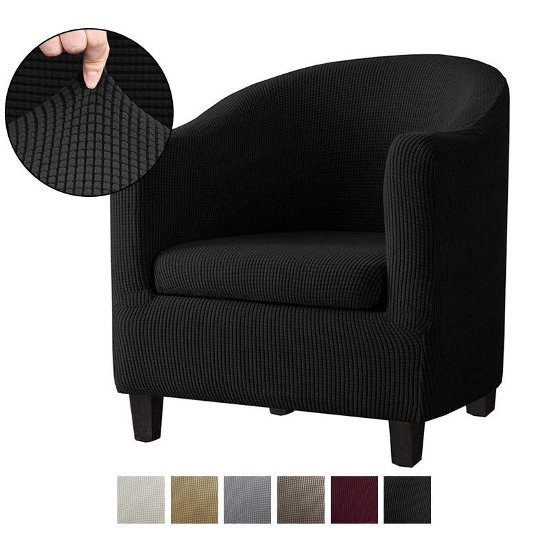 

Jacquard Club Chair Cover Stretch Arm Slipcover Solid Color Tub Sofa Protector All-Inclusive Seat Case Covers