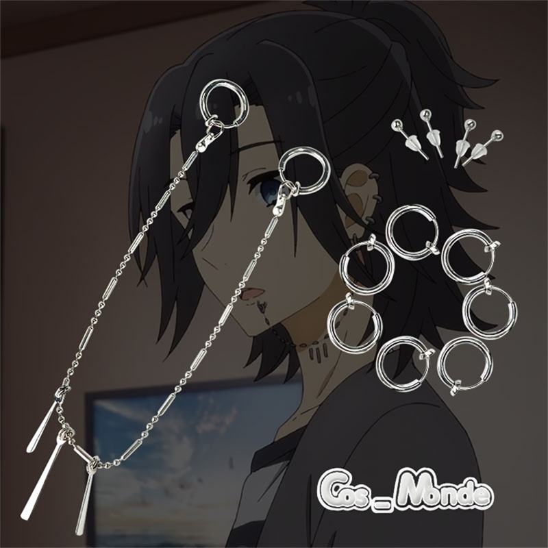 

Anime Horimiya Miyamura Izumi Earrings Lip Stud Steel Cosplay Prop 210708