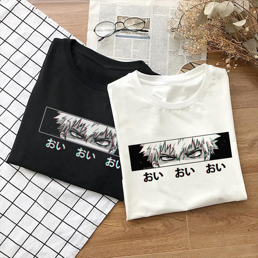 

japan anime boku no women t shirts hero academia cute cartoon eyes print harajuku my school fun costume casual, White