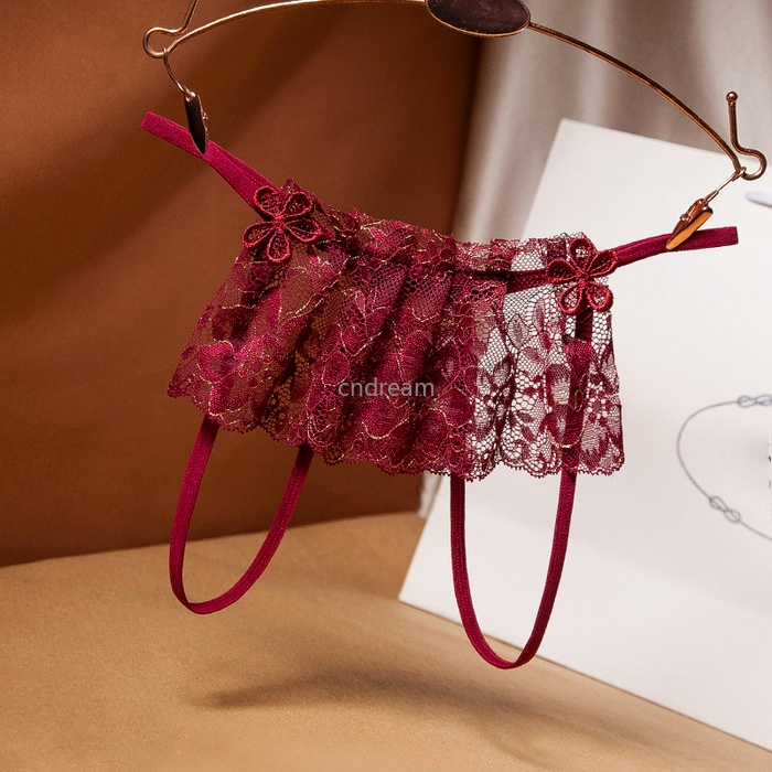 

Lace Mini Skirt Style See Through G String Panties Sexy Flower Daisy Low Waist Open Croth T Back Brief Panty Thong Underwear Lingerie Women, Black;white