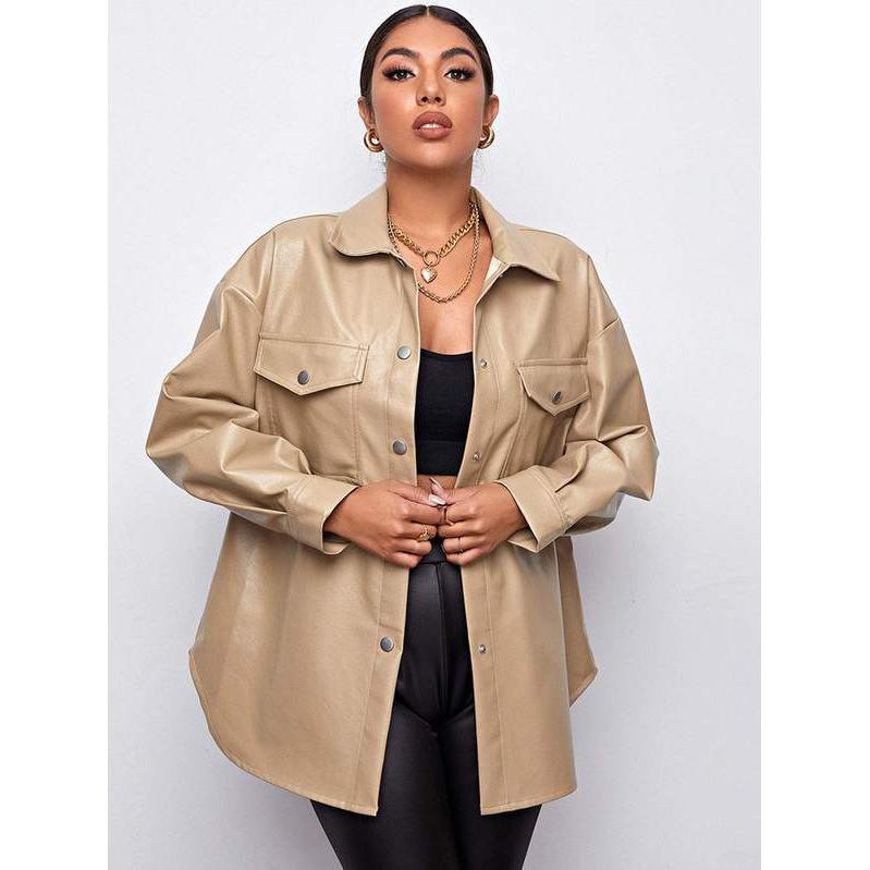 

Women's Leather & Faux HENCHIRY European American Jacket Spring Autumn Slim Motorcycle Short PU Solid Color Coat Top, Black