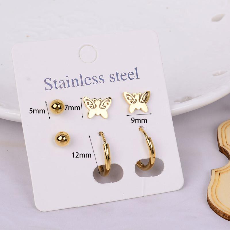 

dangle & chandelier 2021 earrings small cute butterfly star moon heart stud set punk piercing earing women's minimalist jewelry, Silver