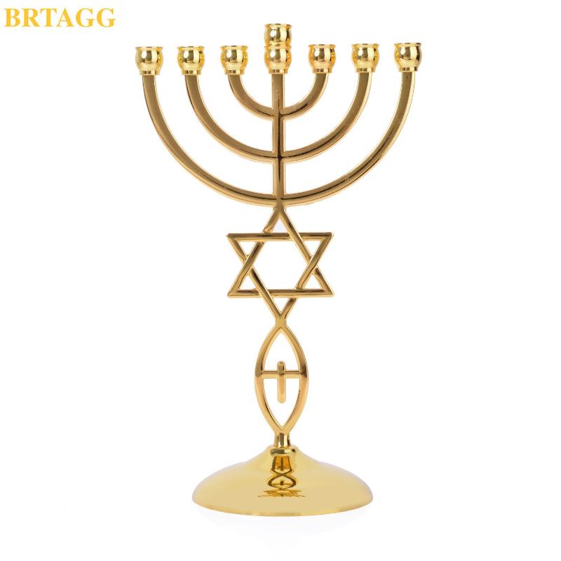 

Decorative Objects & Figurines BRTAGG Menorah, 7 Branches Jewish Candle Holder, Star Of David Candlestick Messiah Decorations