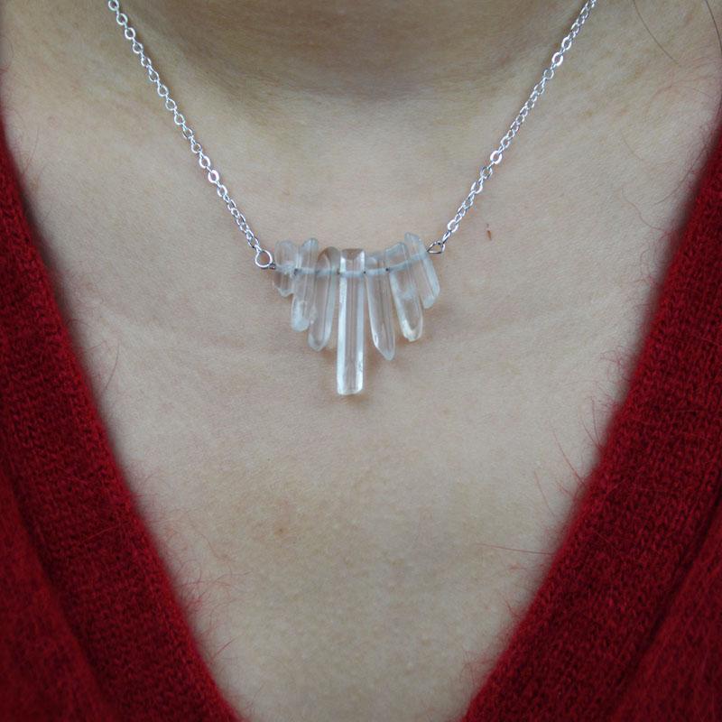 

Natural Crystal Beads Pendant For Women Metal Choker Chain Necklace Chokers