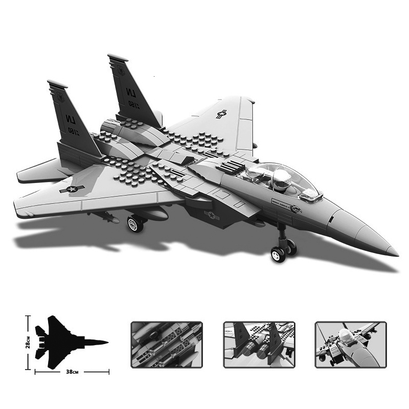 

270pcs Military Series F-15 Eagle Fighter Building Blocks Model Army Technic Airplane Set Bricks City Children Toys Kids Gift 1008