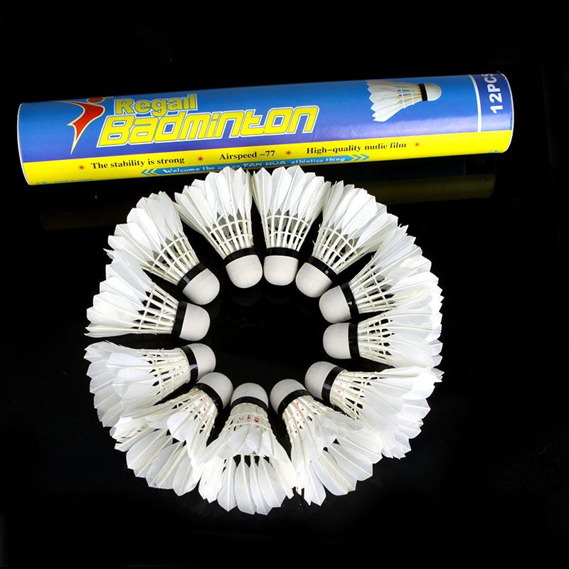 

High Speed Durable Badminton Shuttlecock 12pcs Professional Match Training Badminton Ball White Teal Feather Shuttlecocks L094