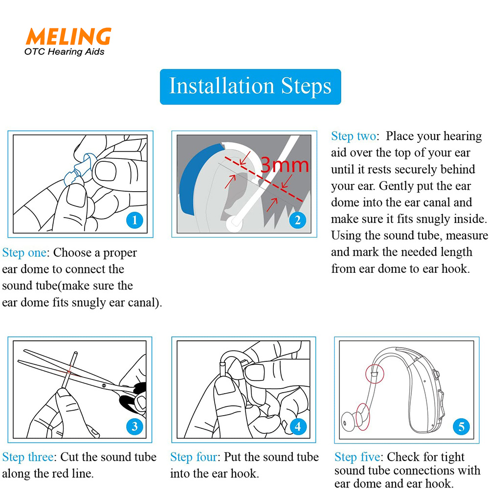 

Meling Hearing Hearing Aid Earplug Ear Plugs Eartips Domes with Sound Tube Tubes + Domes (L M S) Hearing Aids AccessoriesScouts