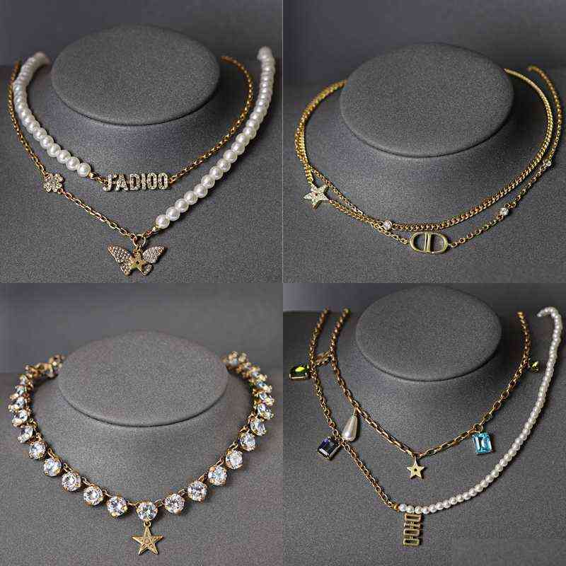 

NXY Pendant Necklace Selling Brand Retro Letter Necklaces Wholesale Ladies Pearl Short Necklaces for Jewelry Sets 0127