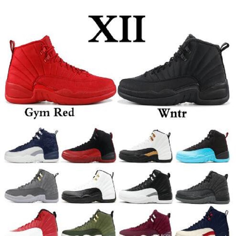 

With Box 12 12s Winter Black Bull Gym Red Master Men Basketball Shoes Taxi Flu Game Wool French Blue Vachetta Tan Sneakers US 8-13, Color 24