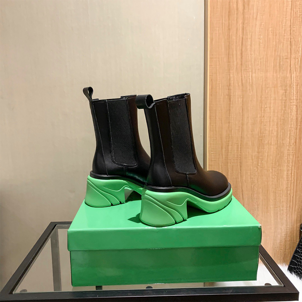 

2022 TOP Trend PINK Sole Bottega Boot Fashion Luxury Tire Leathaer Booties Women Platform Chunky Shoes Lady Knight High-boot Designer size 35-40, #6