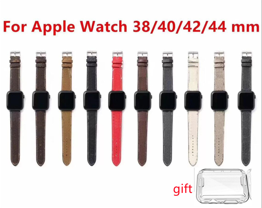 

luxury designer strap Watchbands Watch Band 42mm 38mm 40mm 44mm iwatch 2 3 4 5 bands Leather Strap Bracelet Fashion Stripes watchband Watches + watch case