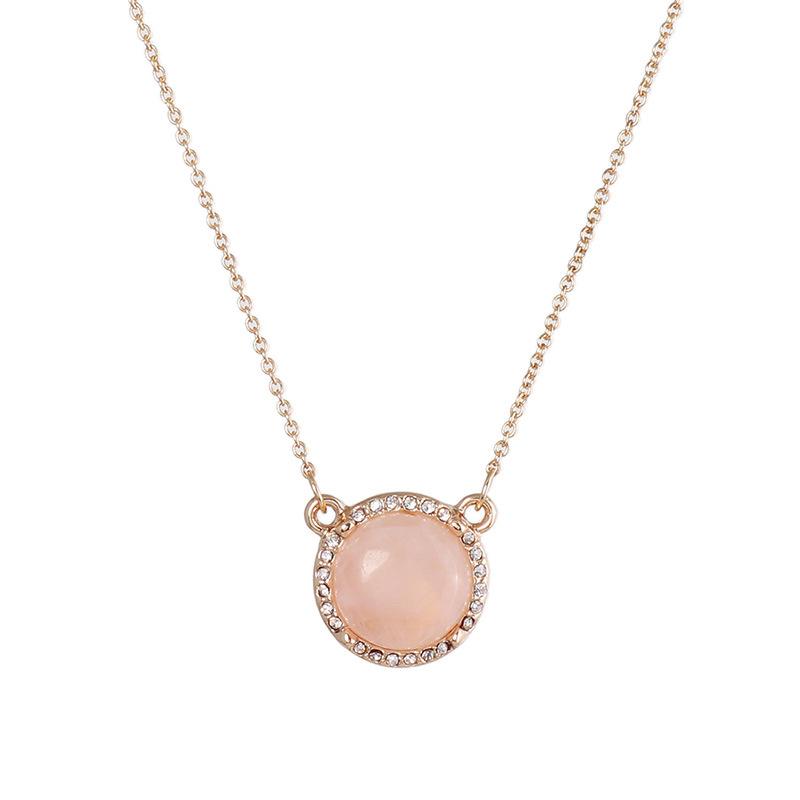 

Pendant Necklaces 15mm Round Lapis Lazuli Pearl Malachite Rose Natural Stone Quartz Gold Chain Geometric Accessories Jewelry