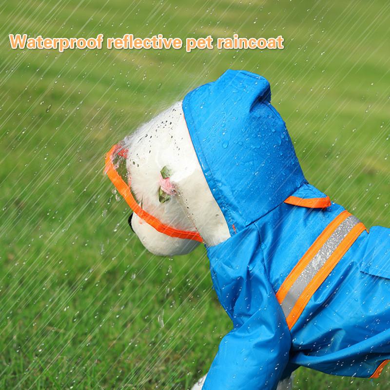 

Dog Apparel Raincoat Pet Waterproof Detachable Rain Reflective Jacket Water Resistant Clothes For Dogs Fashion Coat Rainy Day