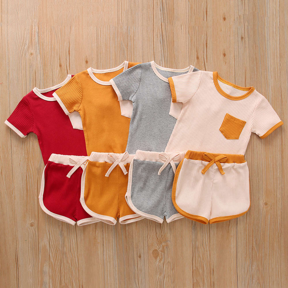 

Boys and girls suits Summer children's Suit Girls' two piece cotton short sleeve T-shirt shorts, White