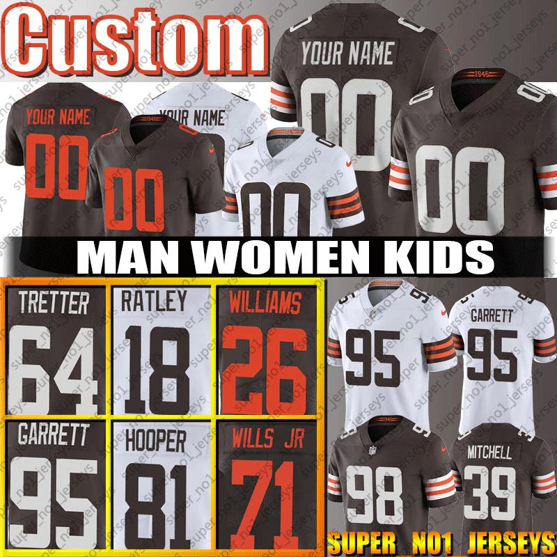

Cleveland Baker Mayfield Woman Kids Custom Brown Jersey Nick Chubb Odell Beckham Jr. Jersey Jedrick Wills Jr Garrett Ward Jersey Ratley, Black