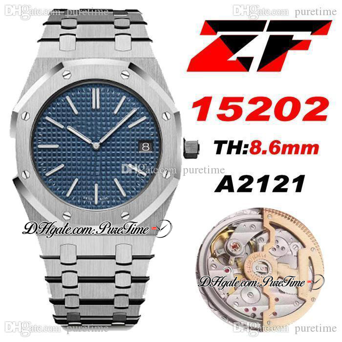 

ZF Jumbo Extra Thin A2121 Automatic Mens Watch 39mm Blue Textured Dial Stainless Steel Bracelet Super Edition Watches Puretime A1, Customer-defined waterproof service