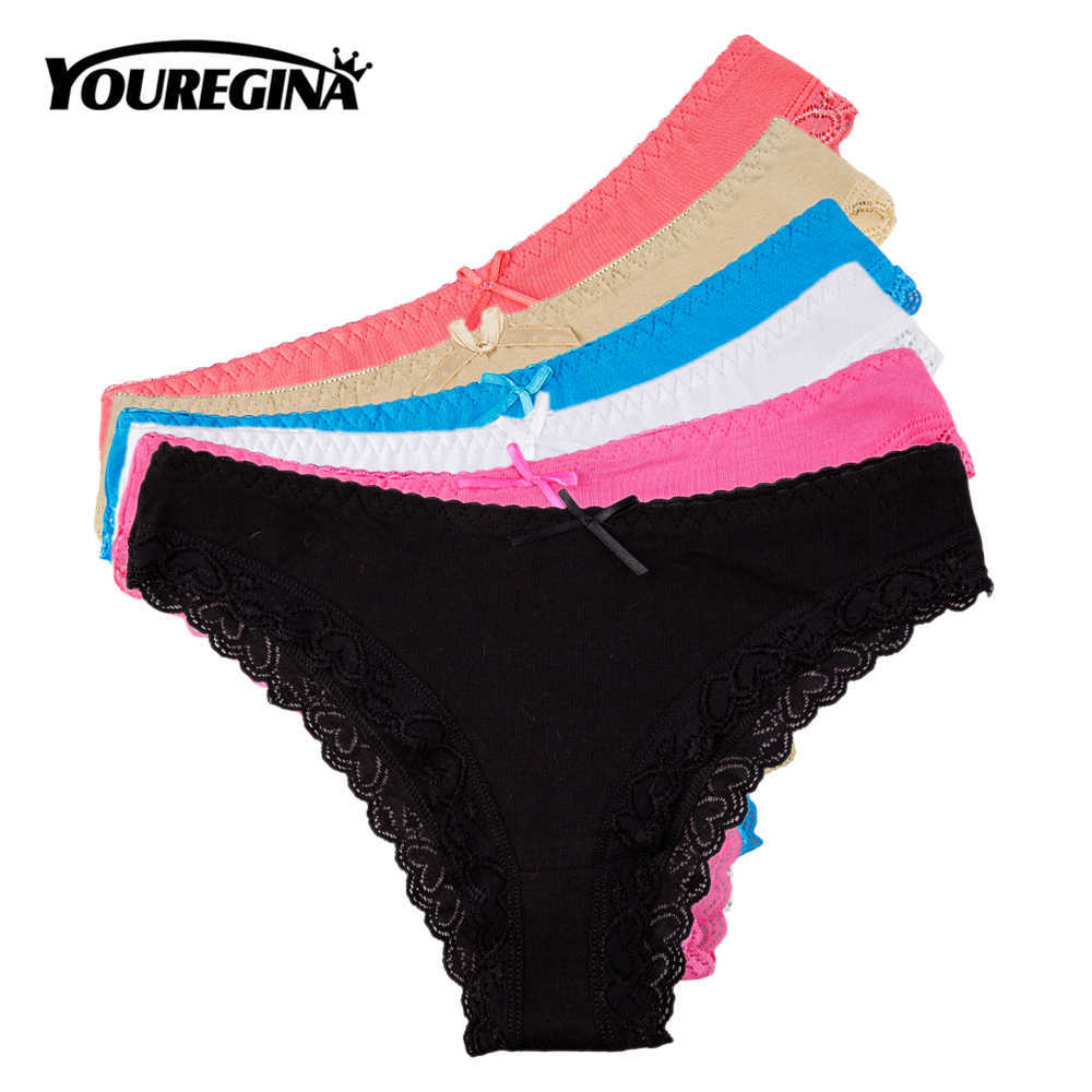 

Women's Panties Sexy Lace Cotton Briefs Low Rise Knickers Girls Underwear Ladies Lingerie 6 Pcs/set 210720, Mixed color