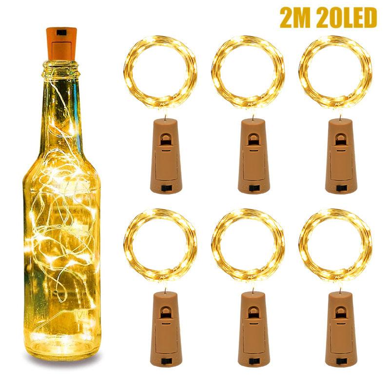 

Party Decoration 2M 20LED Wine Bottle Lights With Cork Battery Powered Warm Fairy Light String For Home Wedding Birthday Decor Lamp Garland