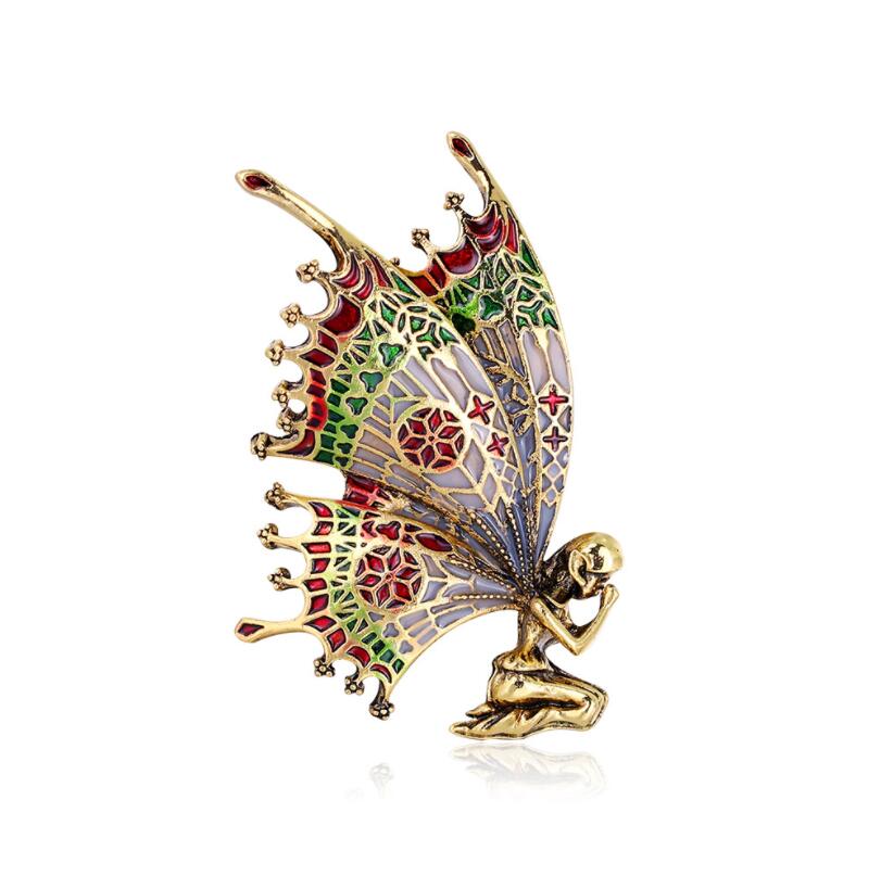 

Vintage Butterfly Angel Brooch Pin For Women Colorful Enamel Golden Animal Jewelry Retro Accessories