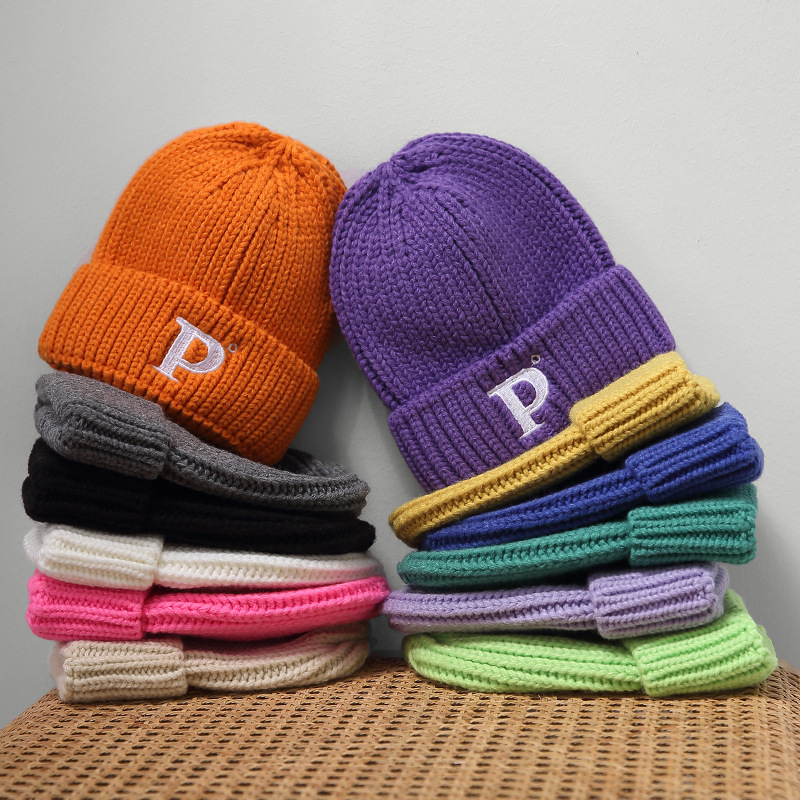 

Autumn New Knitted Hat Elastic Mens and Womens Same P Standard All-Matching Sleeve Cap Korean Ins Style Hipster Woolen Cap, (flexible)