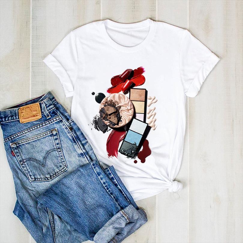 

men print fashion make up mens t shirt elegant 3d color lady graphict ladies clothes tee female clothing, White;black