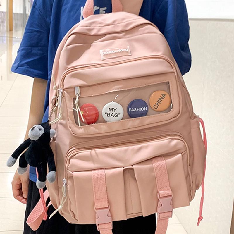 

Backpack Waterproof Nylon School Large Capacity High Quality Fashion Shoulder Bags Unisex Casual Girls And Boys Travel, Black1