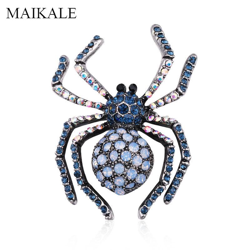 

Pins, Brooches MAIKALE Crystal Spider For Women CZ Rhinestone Insect Brooch Pins Girls Collar Shirt Jewelry Elegant Accessories Gifts