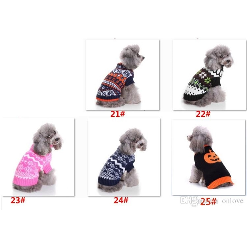 Dog Clothes For Halloween Christmas Reindeer Snowflake Pumpkin Skull Puppy Pet Costumes Clothing Knitted Outerwears Coat Sweater XD21582