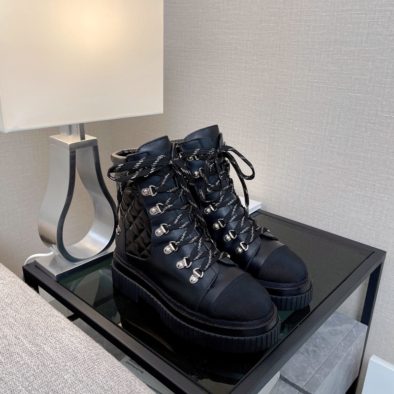 

2022 Top Quality Women Boots Chunky Heel Martin Boot Woman Winter Warm Ankle Snow Booties Lady Shoes Knitted Stretch Black Leather Knight Short Bootss with box -B077, Picture color