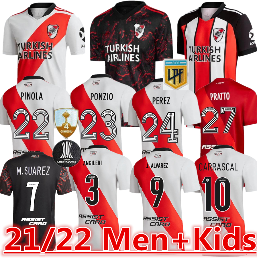 

21 22 River Plate soccer Jerseys 120th Anniversary shirt M.SUAREZ J.ALVAREZ CARRASCAL football shirts Camiseta PEREZ ROMERO MONTIEL DE LA CRUZ jersey men kids kit 888, Black