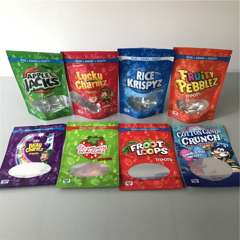

500MG Infused Cereal Treats Edibles Packaging Mylar Bags Froot Loopz Lucky Charmz Rice Krispyz Fruity Pebblez Apple Jackz