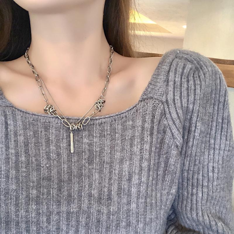

Pendant Necklaces Hiphop Chunky Double Layers Necklace