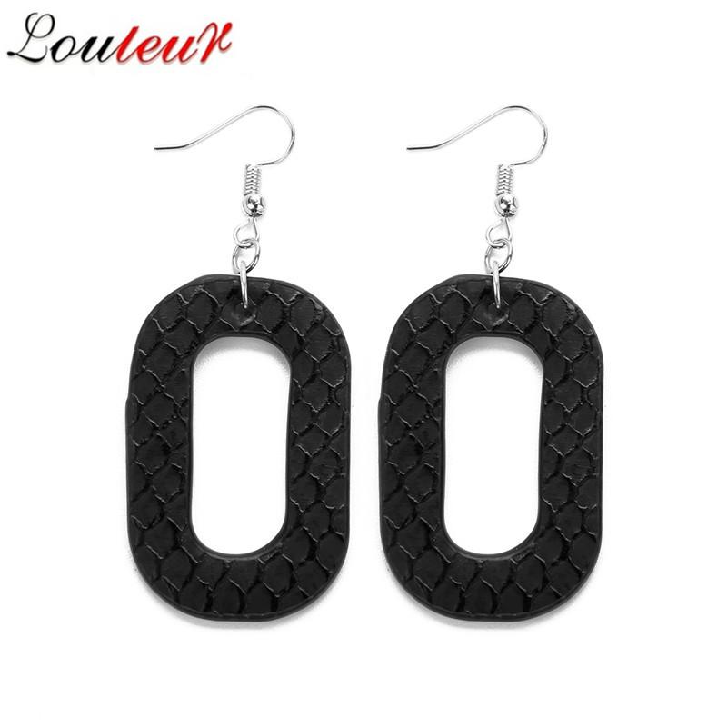 

Dangle & Chandelier LOULEUR Simple Design Geometry Leather Drop Earrings Real Winter Multicolor Ear Drops Jewelry, Silver