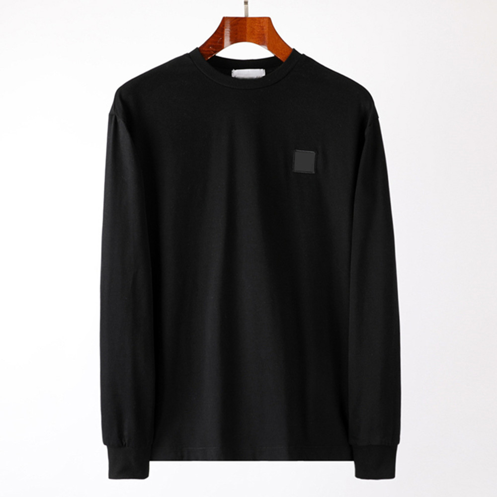 

Spring Autumn Men T-Shirts Long Sleeve TShirt Cotton Tee Round Neck Embroidery Sweatshirt Streetwear Causal Base Shirt, Black