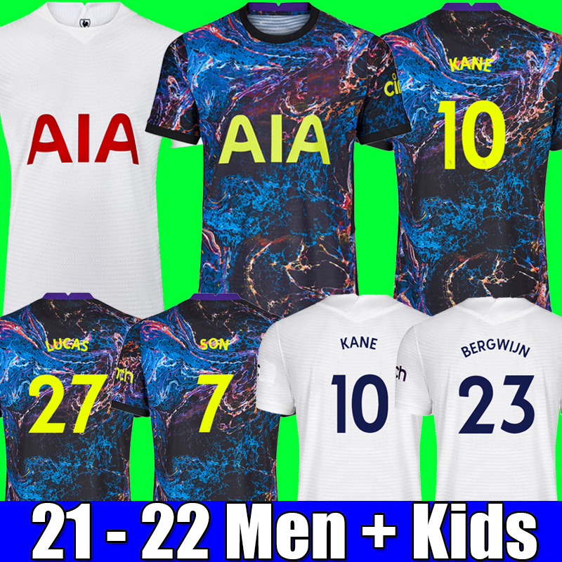

Thailand 20 21 22 KANE SON BERGWIJN Soccer Jerseys 2021 2022 LUCAS DELE fourth Tottenham Football kit shirt BALE NDOMBELE tops Men kids sets boys with socks, Away kids +socsk