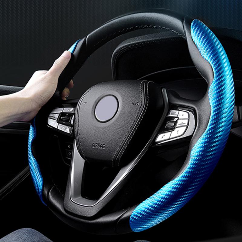 

Steering Wheel Covers 2pcs Car Cover 38cm /15 Inches Carbon Fiber Non-Slip Silicone Interior Accessories