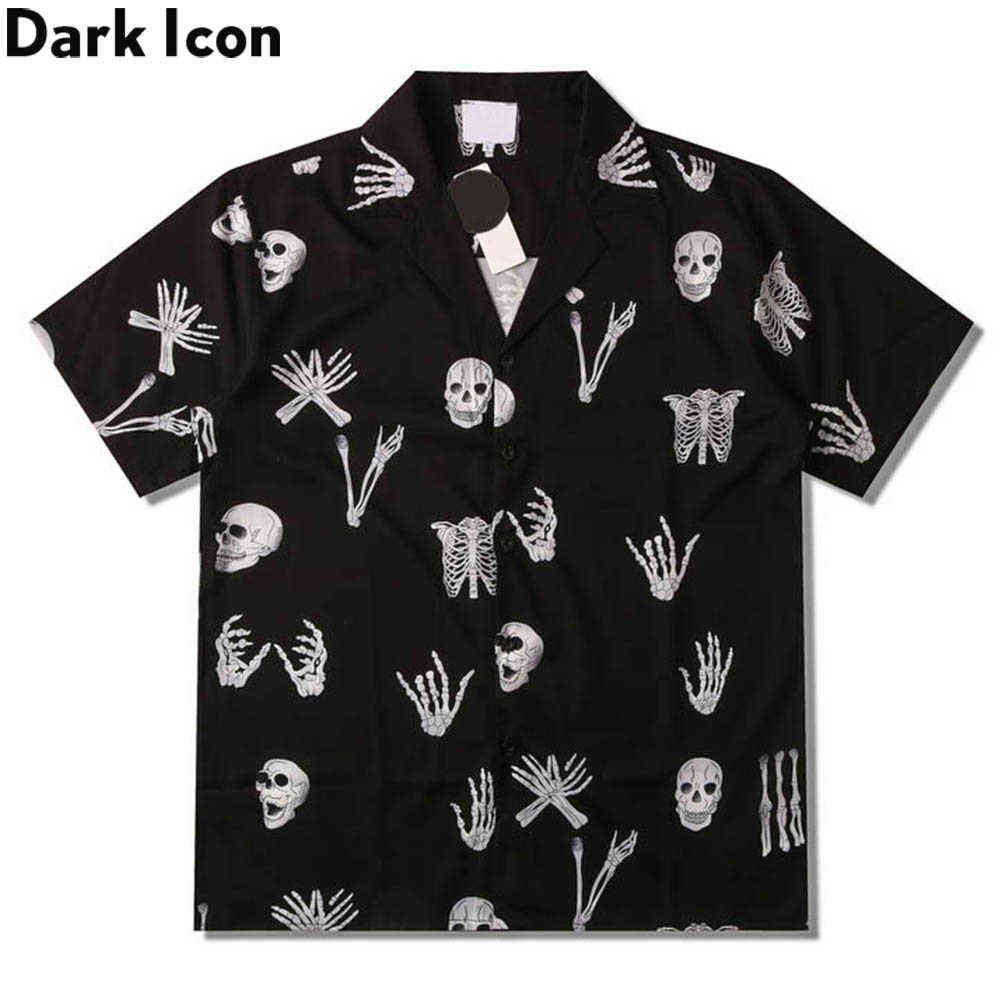 

Skeleton Polo Shirt Men Summer Vintage Street Men's Shirts Man Blouse 210603, Black