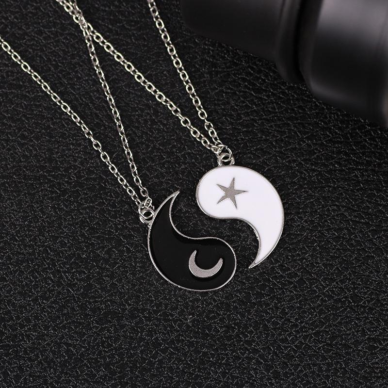 

Pendant Necklaces 2 PCS Yin Yang Moon Star For Women Men Taichi Good Luck Couple Necklace Jewelry Charms Friendship Gift