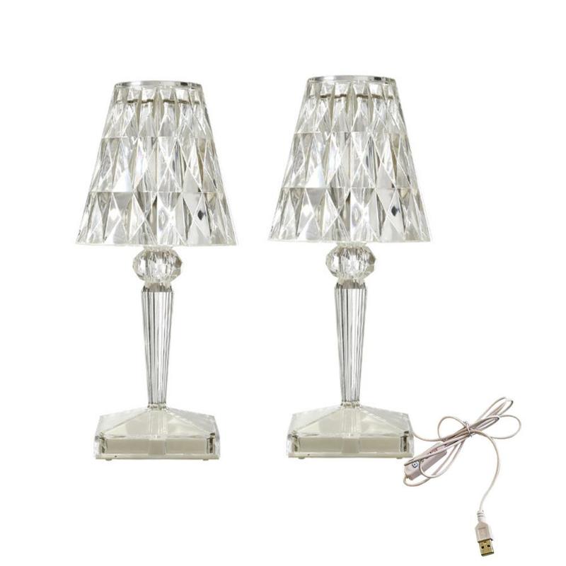 

Night Lights Diamond Table Lamp Desk Light LED Crystal For Bedroom Bedside Home Bar Decoration USB Rechargeable/Battery