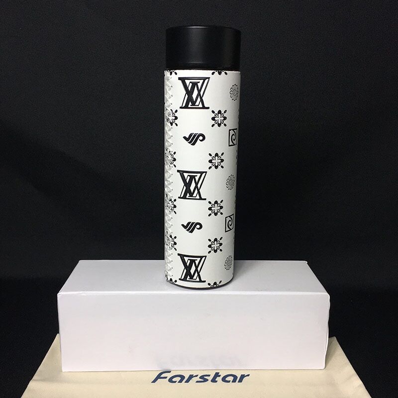 

21Style With Box Brand Designer Letter Thermal Insulation Vacuum Water Bottle Mugs Kettle Cup With Coffee Cups Men Women Favorite Stainless Steel Real Leather 500ML, Black