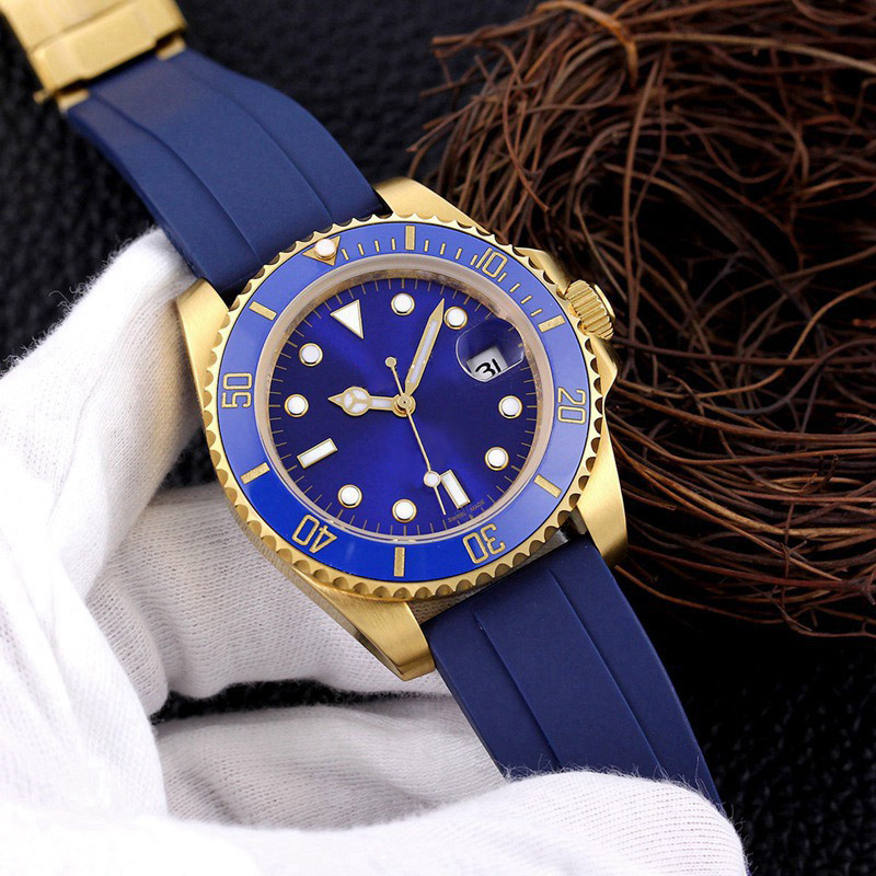 

Designer Men's Watch Automatic Movement Blue Ceramic Bezel Rubber Strap Men Mechanical Watches 40mm, Add sapphire glass