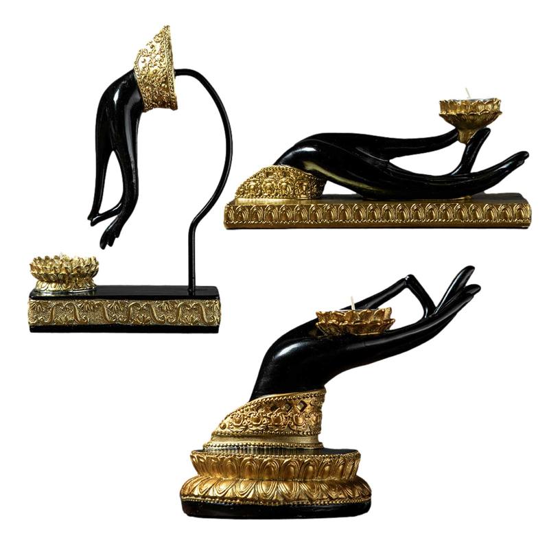 

Candle Holders Bergamot Candlestick Resin Finger Gesture Holder Decor Buddhist Belief Home Decoration Collectible Robust