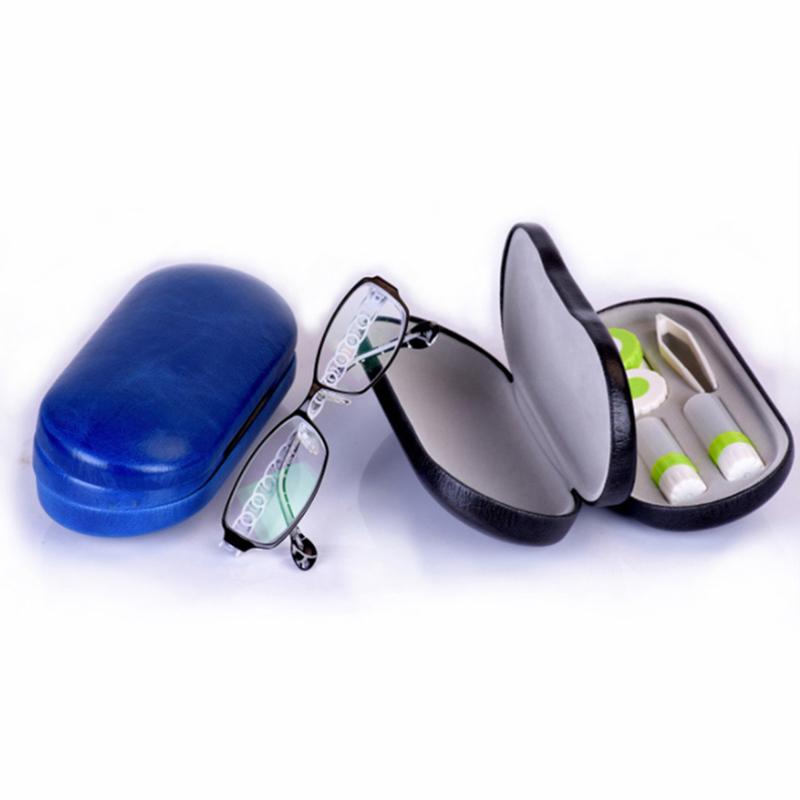 

Other Fashion Accessories Leather Reading Glasses Case Double Interlayer With Mirror Metal Lens For Kit Box Dual Purpose Use Lentes De Conta