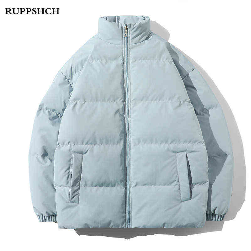 

2021 Autumn Winter New Men Parkas Coat Jacket Men Stand-up Collar Trend Thickening Warm Plus Size Men Women's Parkas Coat Jacket Y1103, Black